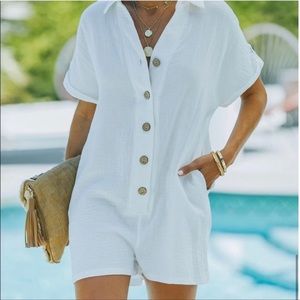 NWOT TAN LINEN COTTEN ROMPER PLAYSUIT MABLE VICI LF